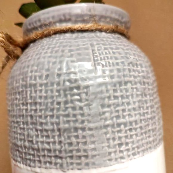 Old East Main Co. Faux Imitation Fake Succulent Plant & Ceramic Vase Gray White - Picture 6 of 9